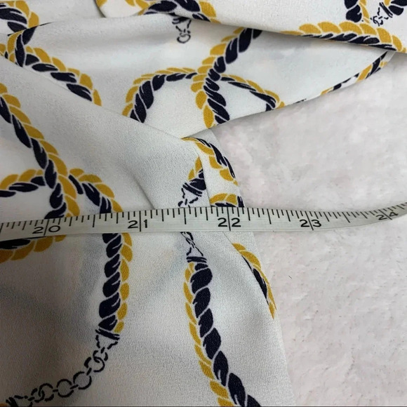 Anne Klein white/blue/brown nautical themed top size M - Picture 6 of 9